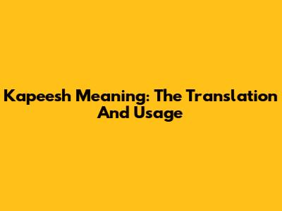 Kapeesh Meaning: The Translation And Usage